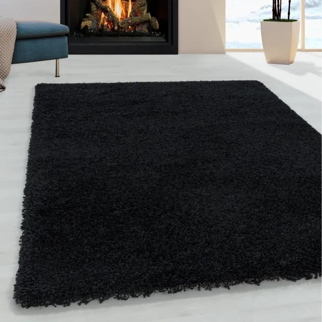 flycarpets Azure Vloerkleed - 80x150cm - Zwart - Hoogpolig