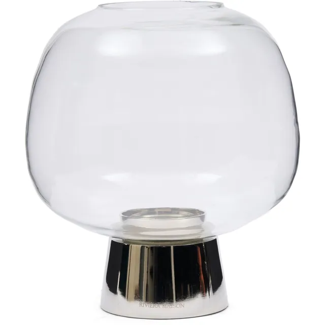 Riviera Maison Windlicht Zilver - Amadora op Voet met Ronde Kom - Glas - (ØxH) 25x27.5