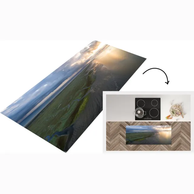 KitchenYeah Keukenloper - Loper keuken - Waddeneilanden - Water - Lucht - Keukenloper vinyl Multicolor