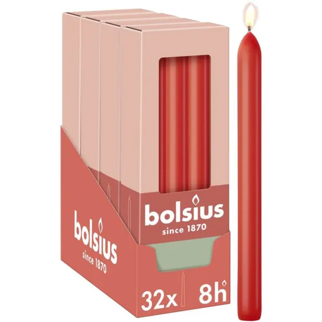Bolsius Gladde Dinerkaarsen - 23 cm - 32 stuks - Rood