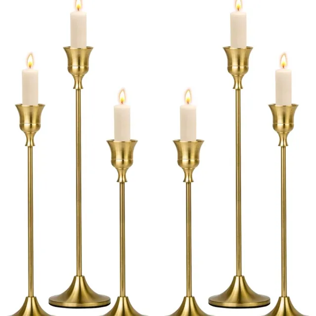 StijlvolStekkie Kaarsenhouder goud - set van 6 - Goud - metalen kaarsenhouders - Kandelaar set- kaars op sokkel - Stijlvol - feestdecoratie - 21 diner - StijlvolStekkie - Kerst - Halloween - Pasen - Kaarsen niet inbegrepen.