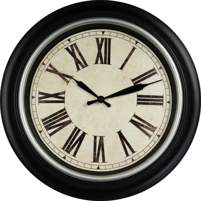 LW collection wandklok zwart zilver 45cm - muurklok - klok - keukenklok - wandklok
