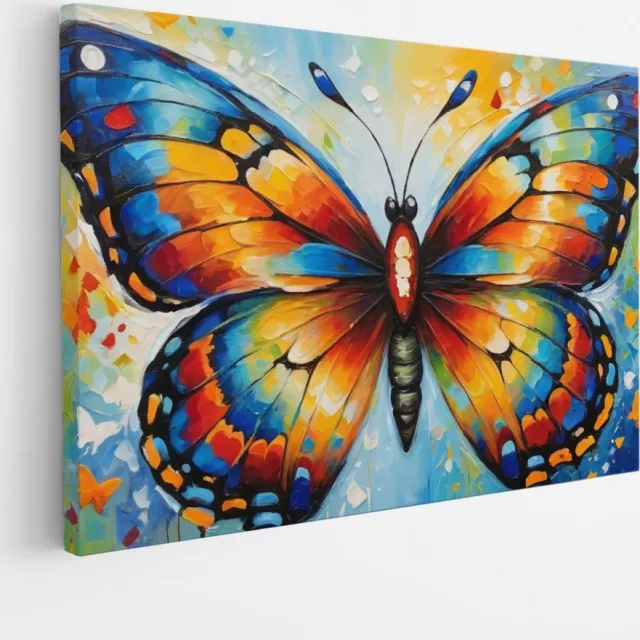 Saammp Canvas Schilderij - Abstracte Vlinder - Kleurrijk - Dieren - 60x40 - Foto op canvas - Wanddecoratie - muurdecoratie Woonkamer - Slaapkamer decoratie - Canvas Print Multicolor