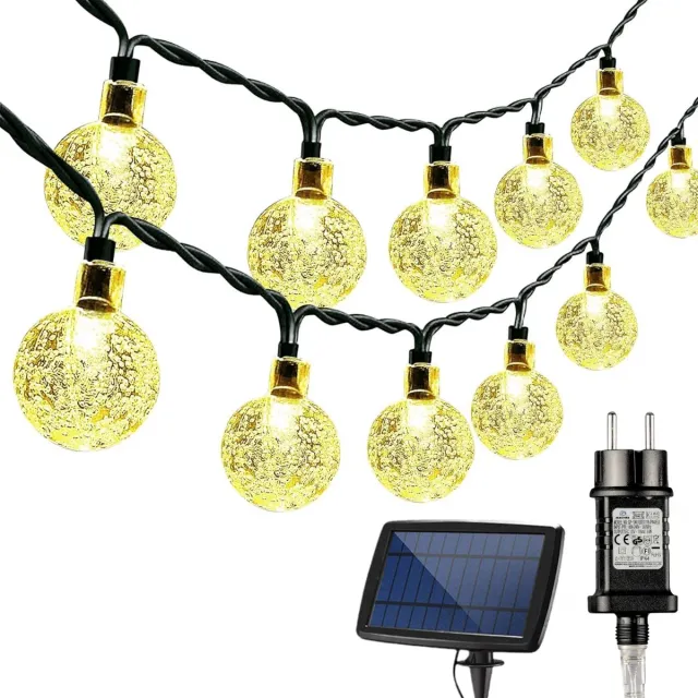 J-Pro JPro 3 in 1 Cristal 60 FULL OPTION Lichtsnoer Buiten - Tuinverlichting Met Stekker - Op Zonne-Energie - Oplaadbaar - Buiten Lichtslinger - 60 LEDs Tuinverlichting 3 in 1 - 9+2m - ø2,5cm