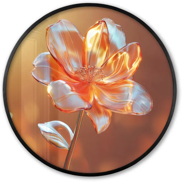 FrameYourWall Poster in lijst Rond - Fotolijst 80x80 cm - Posters - Glazen - Bloem - Zonlicht - Ronde posterlijst zwart - Decoratie - Wanddecoratie woonkamer - Muurdecoratie slaapkamer