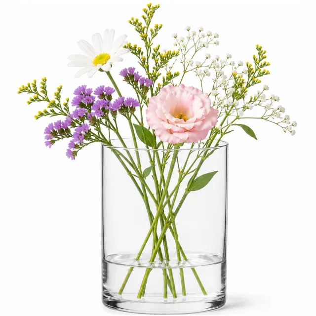 Alessandro bloemenvaas Florero - transparant glas - H16 cm - cilinder vorm