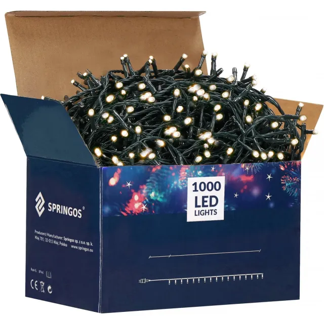 springos Kerstverlichting - Binnen & Buiten - 50 m - 1000 LED - Warm Wit