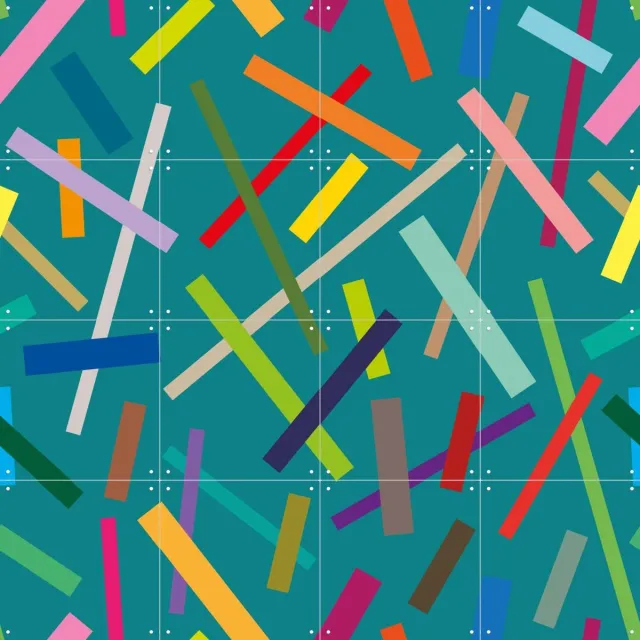 IXXI Mikado, Markus Laible - 80 x 80 cm - Grote wanddecoratie en posters - Modern, Digitale Kunst, Pop art, Abstract, Geometrische Kunst, Kleurrijk Blauw / Groen
