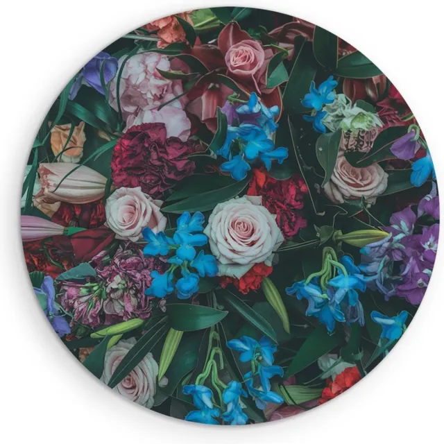 Saammp Forex Muurcirkel - boeket - Kleurrijke Bloemen - Abstract - Ø 90 - Wandcirkel - Wanddecoratie Cirkel - Muurdecoratie Woonkamer - Kantoor Decoratie