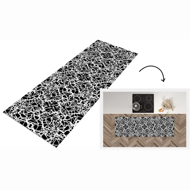 KitchenYeah Keukenloper - Loper keuken - Patroon - Abstract - Zwart Wit - Keukenloper vinyl Zwart; Wit