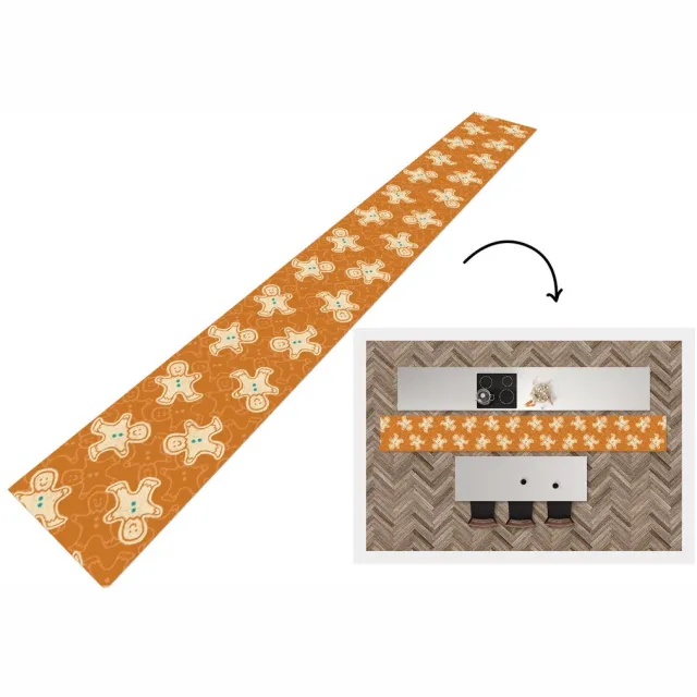 KitchenYeah Keukenloper - Keukenmat - Patronen - Gingerbread - Koekjes - 480x60 cm - Keuken vloerkleed Multicolor