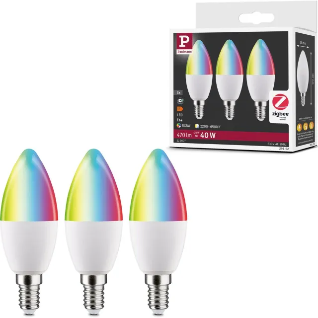 Paulmann Standaard 230 V Smart Home Zigbee 3.0 LED kaars E14 3x470lm 3x5W RGBW+ dimbaar Mat