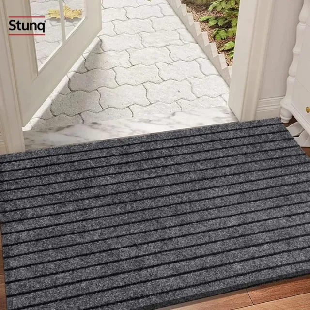 Stunq Grijszwart keukentapijt 40x120 cm – antislip rubberen deurmat, gestreepte lange strook