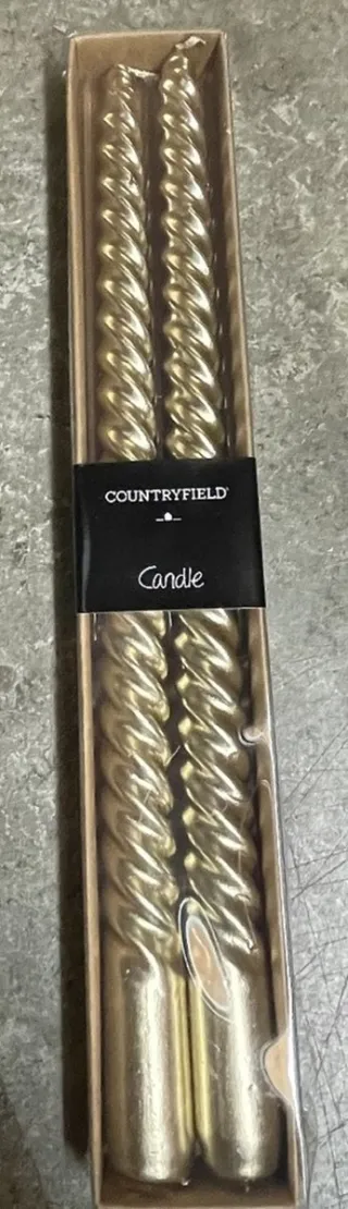 Decostar Set van 2 kaarsen - 30 cm - goud - kaarsen - kaars - kerst - swirlkaarsen per 2 verpakkingen goudkleur