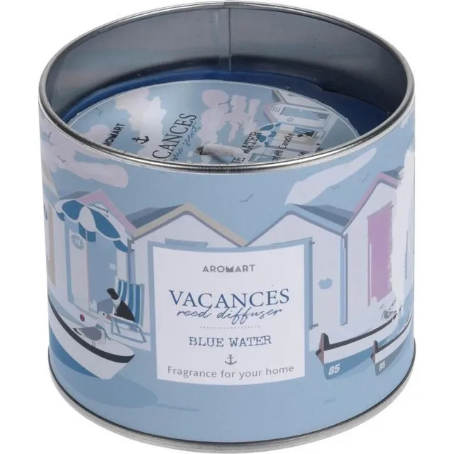H&S Decoration Geurkaars - in blik - geurkaarsen - kaarsen - geurkaarsen - per 2 stuks wit/blauw/roze