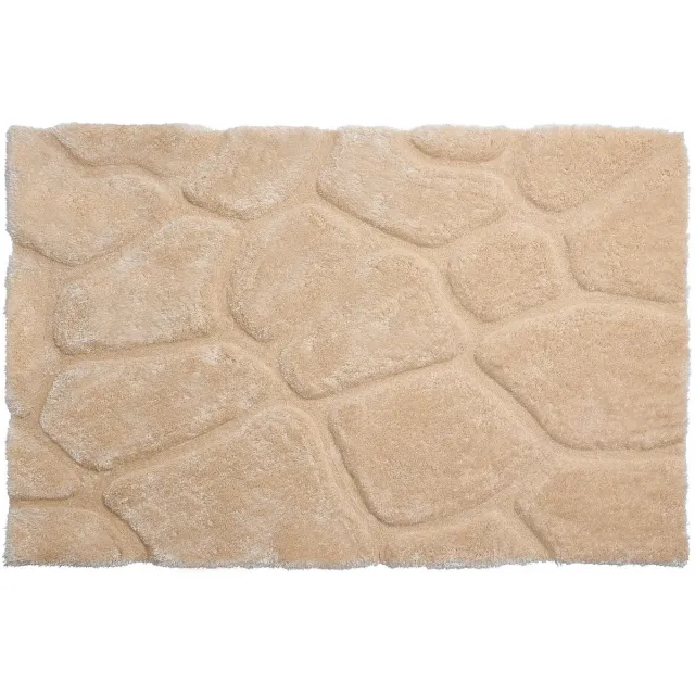 Vente-unique Hoogpolig shaggy vloerkleed met reliëf - 200 x 290 cm - Donkerbeige - PIETRA