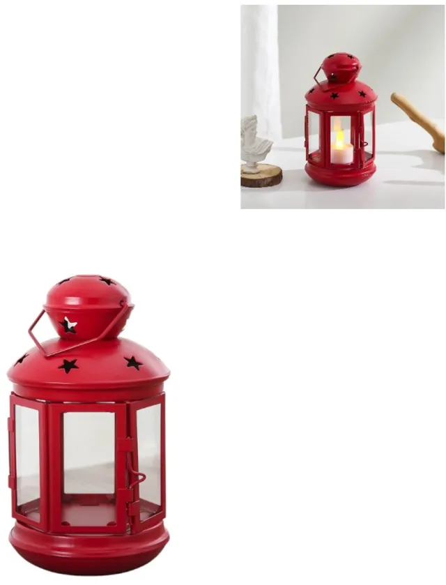 SWGOTA Kandelaar - Europese stijl Sterrenkandelaar - Europees ontwerp - Metaal en glas - Met opengewerkt houtsnijwerk - DIY-kerstversiering - Rood
