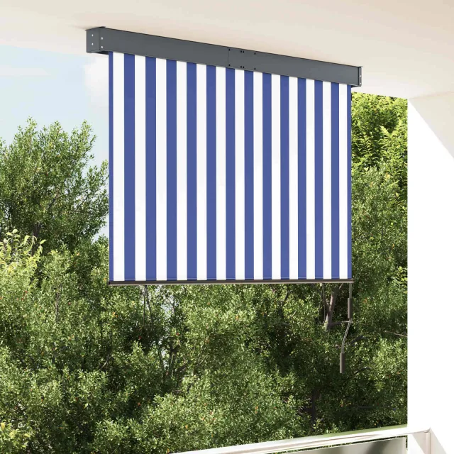 vidaXL Rolgordijn voor buiten 140x250 cm blauw en wit