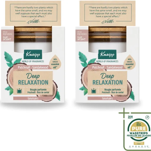 Kneipp 2 x Kneipp - Geurkaars - Deep Relaxation - Sandelhout & Patchouli - 20 branduren - Wasstrips - Geurkaars - Ontspanning - Kneipp - Sandelhout - Patchouli Wit