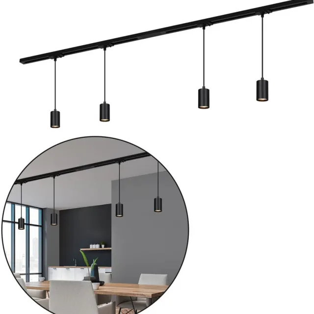B.K.Licht BRILONER Rail - Railverlichting set - hanglampen - pendellamp - 4x GU10 - 150 cm - zwart