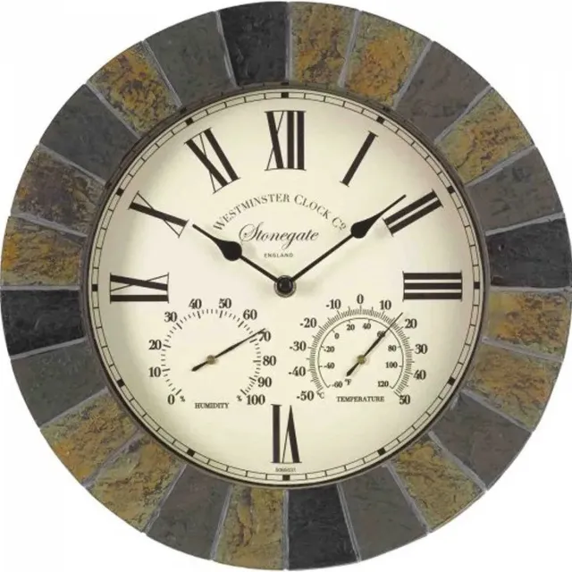 Klok Stonegate Tuinklok - 3 in 1 - 35cm Crème