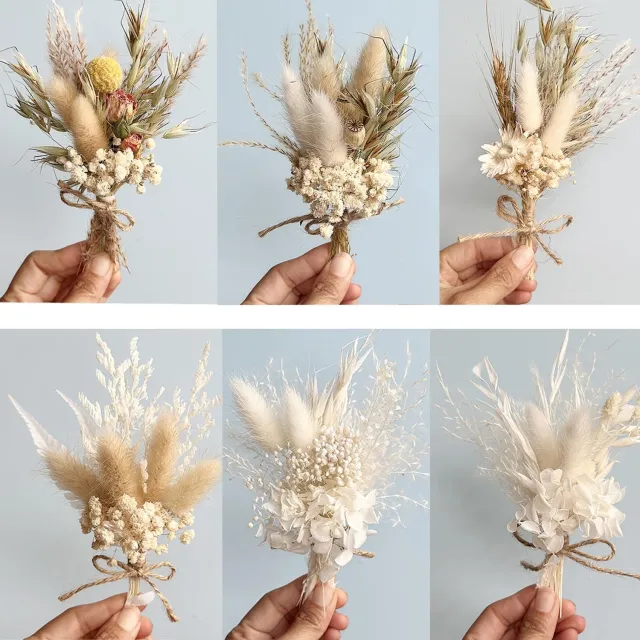 Famanu Set van 6 kleine gedroogde bloemen, epoxyhars decoraties voor lijsten, knutselen en nail art