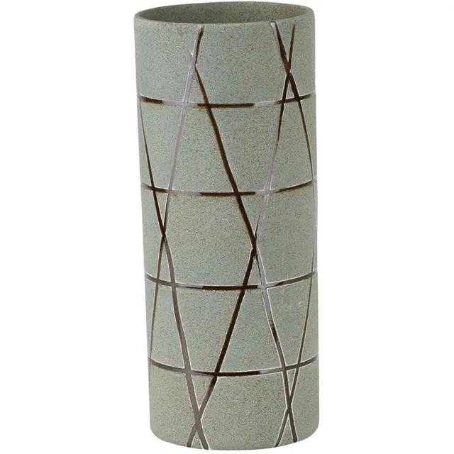 Cosy @ Home Vaas Tube Bronze Lines Grijs 12x12xh30cm