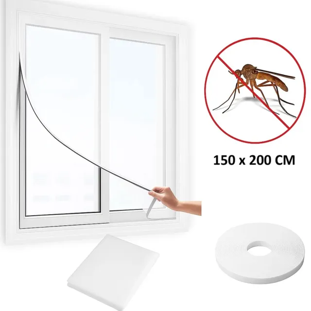 Cheaperito Insecten Hor I Raamhor I Raam Hor I Net tegen insecten I Horrengaas I Vliegenhor I Met Klittenband Plakstrip I 150 x 200 CM I Wit