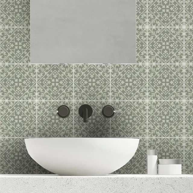 Ambiance Sticker Zelfklevende tegelmuurstickers voor keuken en badkamer - 30 Aldino Azulejos cementtegelstickers - 30 stickers 10x10cm Multi color