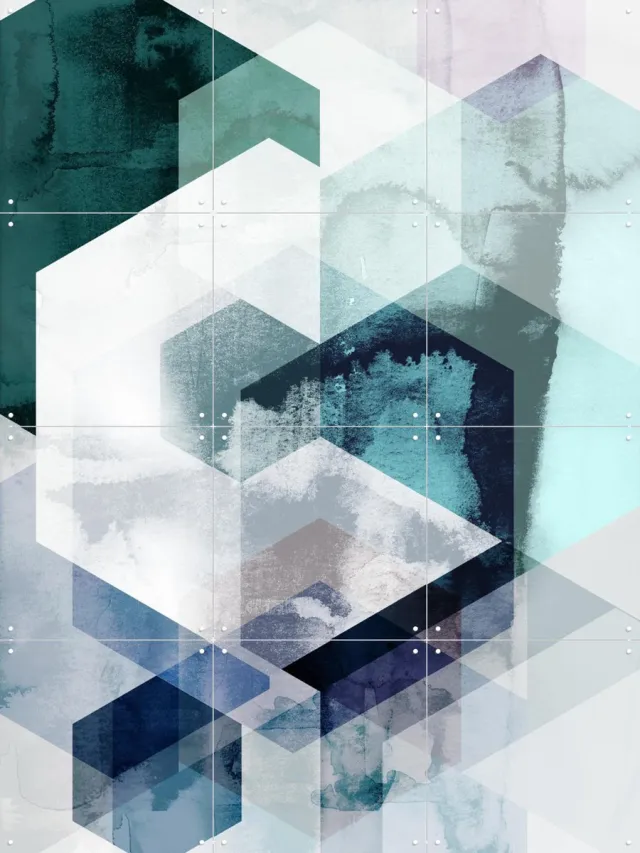 IXXI Graphic 165, Mareike Böhmer - 60 x 80 cm - Grote wanddecoratie en posters - Abstract, Geometrische Kunst, Aquarel, Grafisch Ontwerp, Woonkamer Koele tinten / Blauw