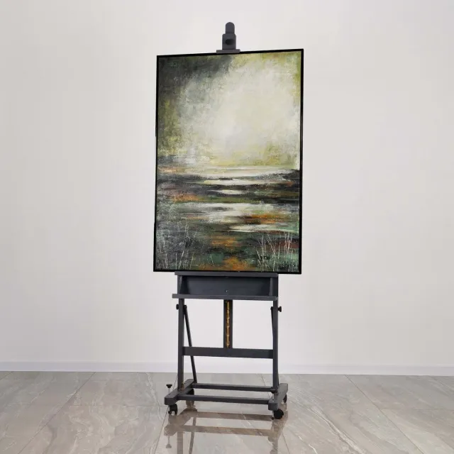 YS Canvas schilderij 140x100 cm handgeschilderd echo van de natuur rustgevend – YS-Art Gallery – Rustgevende wanddecoratie voor woonkamer – Modern schilderij voor slaapkamer Black