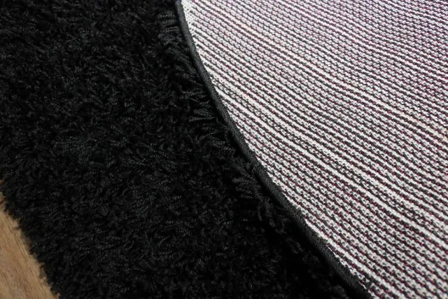 Merinos Vloerkleed Shaggy Plus 1074 Black 200cm-Round zwart