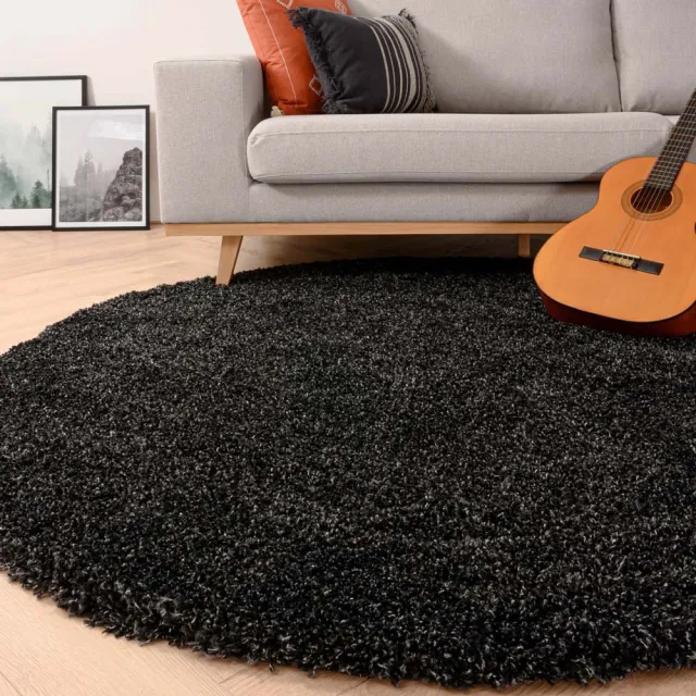 Tapeso Rond hoogpolig vloerkleed - Shaggy Grand antraciet 240