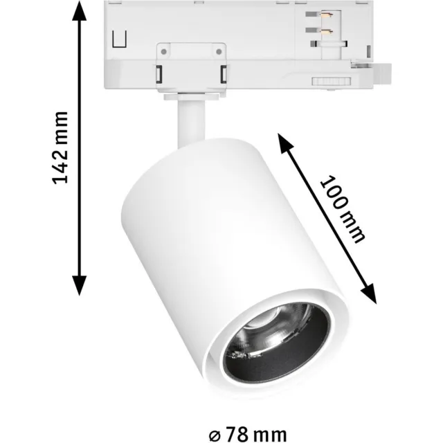 Paulmann 96562 ProRail3 LED-railspot Kratos 50° 1000lm 9W 3000K 230V wit railsysteem
