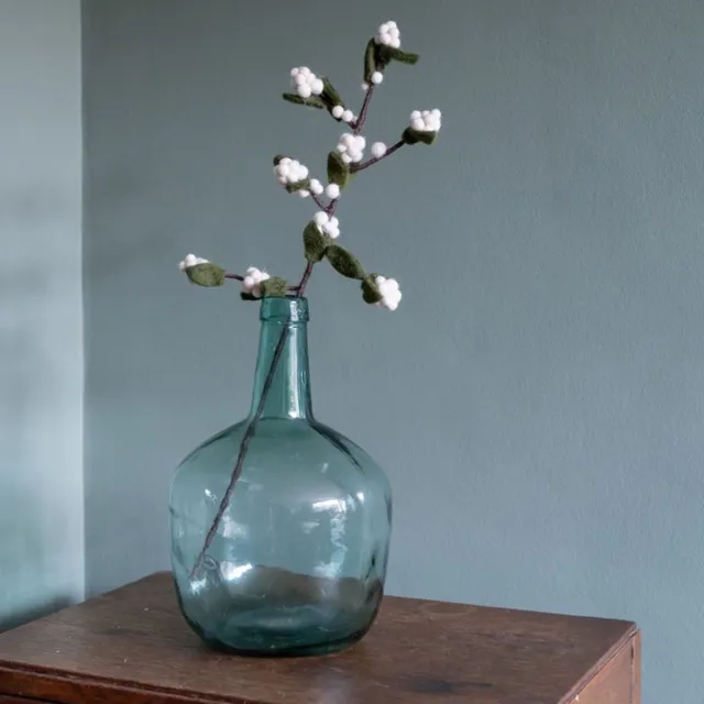 Sjaal met Verhaal Fairtrade Vilt - Tak & Besjes Wit - Sneeuwbes - 50cm - Homedeco Tak-Bes-Sneeuwbes-Wit