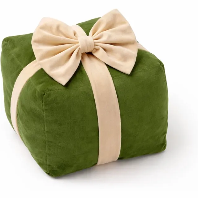 Textino CUDDLE-GIFTBOX - sierkussen 20x20x18 cm - cadeaudoos - Bronze Green - groen, beige
