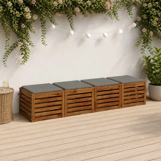 vidaXL Zitkussens SOEST 4 st 100% Polyester Grijs 50 x 50 x 3 cm