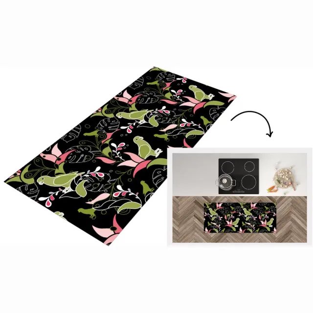 KitchenYeah Keukenloper - Loper keuken - Jungle - Vogel - Patronen - Keukenloper vinyl Multicolor