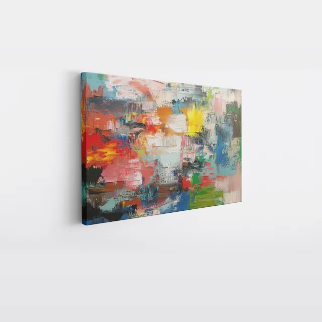 Saammp Canvas Schilderij - Kleurrijk patroon - Abstract - 100x75 - Foto op canvas - Wanddecoratie - Muurdecoratie Woonkamer - Slaapkamer decoratie - Canvas Print Multicolor