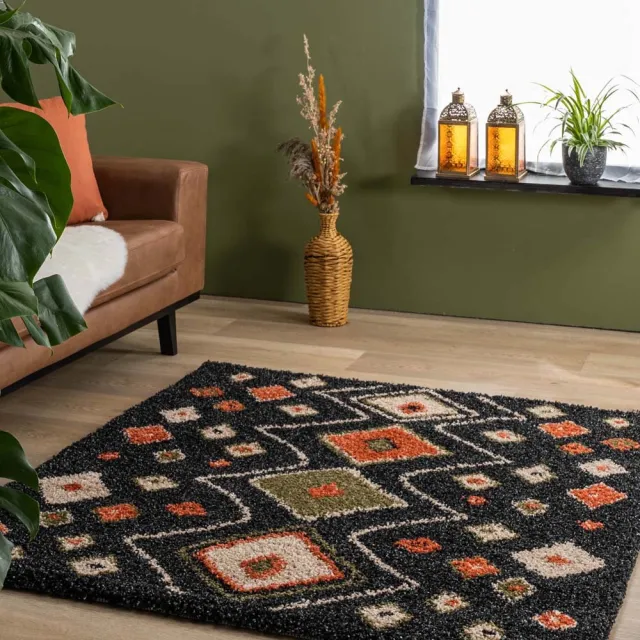 Boho&me Bohemian vloerkleed vierkant - Artisan antraciet/multi 140x140