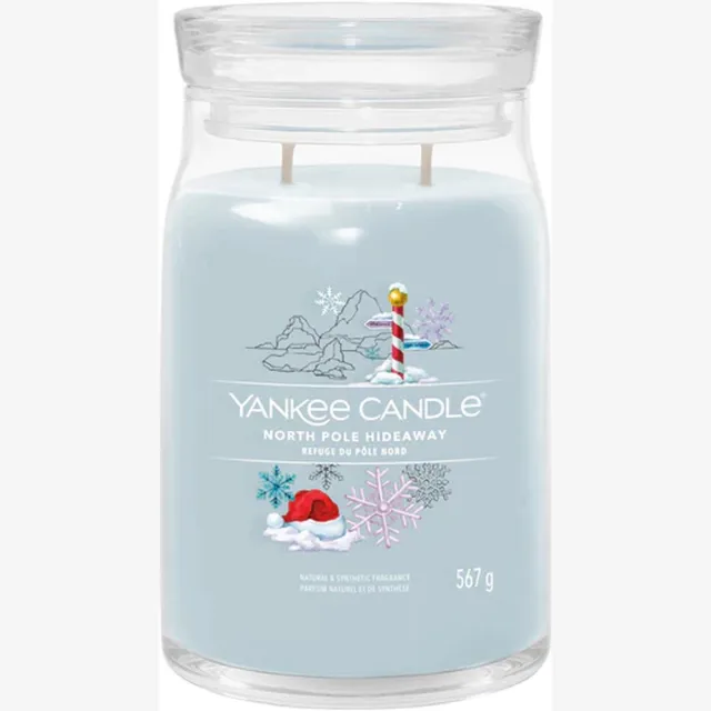 Yankee Candle North Pole Hideaway Large Jar Geurkaars - 90 branduren - twee lonten Blauw