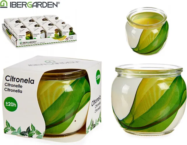 Iber Geurkaars in doorzichtig glas - Citroengeur - 7,5 x 7,5 x 6,5 - 20 Branduren - Voordeel Set 2 Stuks - Kado Tip !! geel