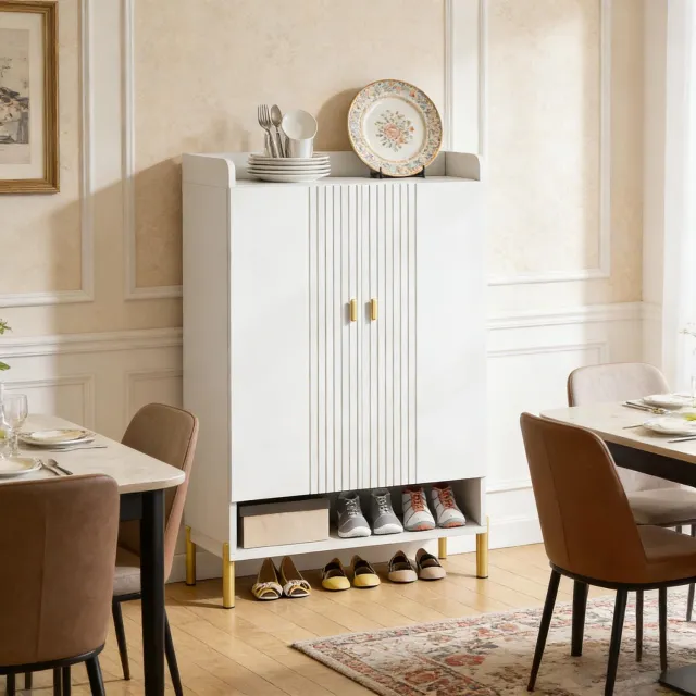 CHICFURN Schoenenkast - 20 paar schoenen - verstelbare planken - wit