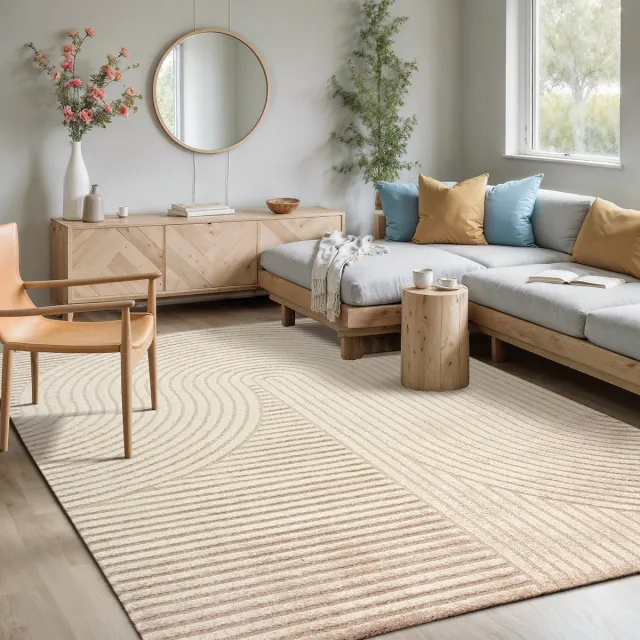 Mia´s Teppiche Mia's Teppiche Atlas – modern vloerkleed met 3D structuur & hoog-laag effect, zacht en stijlvol, beige, 80 x 150 cm