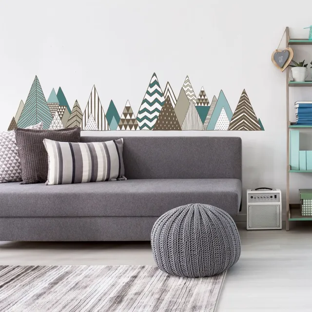 Ambiance Sticker Muurstickers - Decoratie voor slaapkamer/woonkamer - Gigantische Scandinavische bergmuursticker NEOVOLCANIK - 80x120cm Multi color
