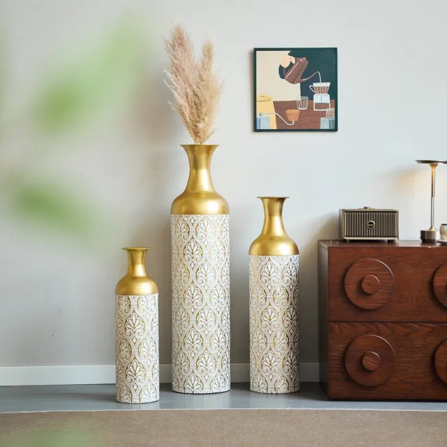 MODFU Bodenvaas - 3-Delige Set - Metaal - Goud Wit Goud en wit