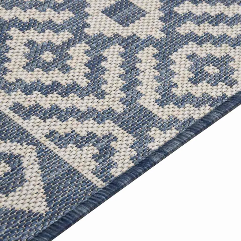 vidaXL Buitenkleed met patroon platgeweven 80x250 cm blauw, foto 4