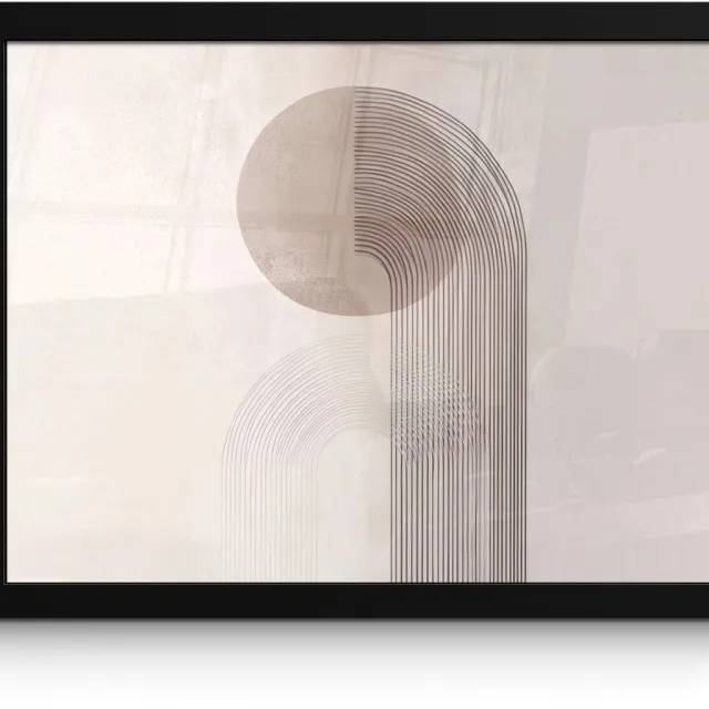 FrameYourWall Poster in lijst - Fotolijst 40x30 cm - Posters - Minimalistisch - Cirkel - Lichtgrijs - Posterlijst zwart - Decoratie - Wanddecoratie woonkamer - Muurdecoratie slaapkamer Minimalistisch - Cirkel - Lijnen