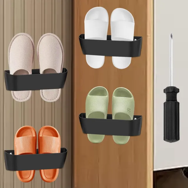 Unyqoos Veelzijdige zelfklevende schoenenorganizer voor muur in camper of badkamer zwart