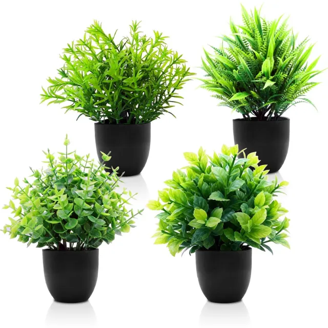Unyqoos Set van vier levensechte kunstplanten voor binnen en buiten decoratie groen